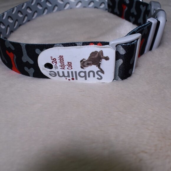 Sublime Large Dog Collar - Dog Bone Print -18"-26" - Picture 5 of 6
